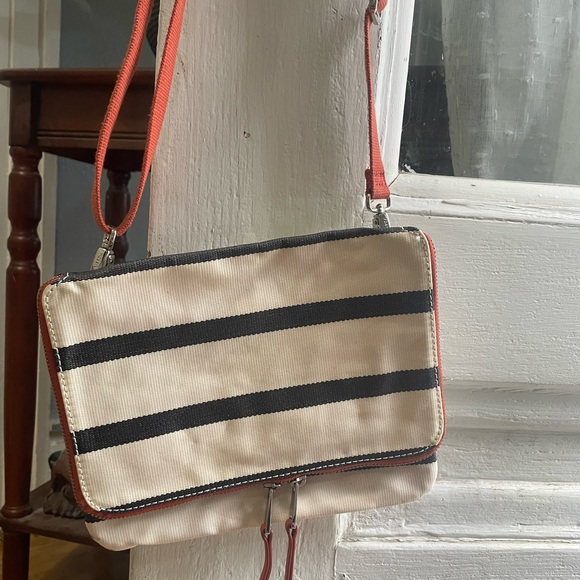 Fossil Navy and Cream Striped Crossbody Bag - Picture 1 of 4